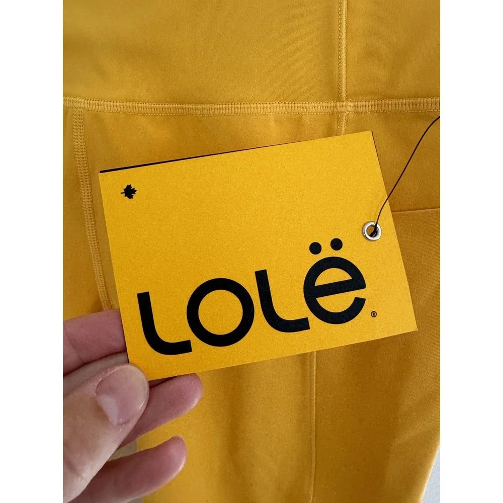 Lole Women Yellow High Waisted Pocketed Bike Shorts Activewear Sz XL - Picture 6 of 12